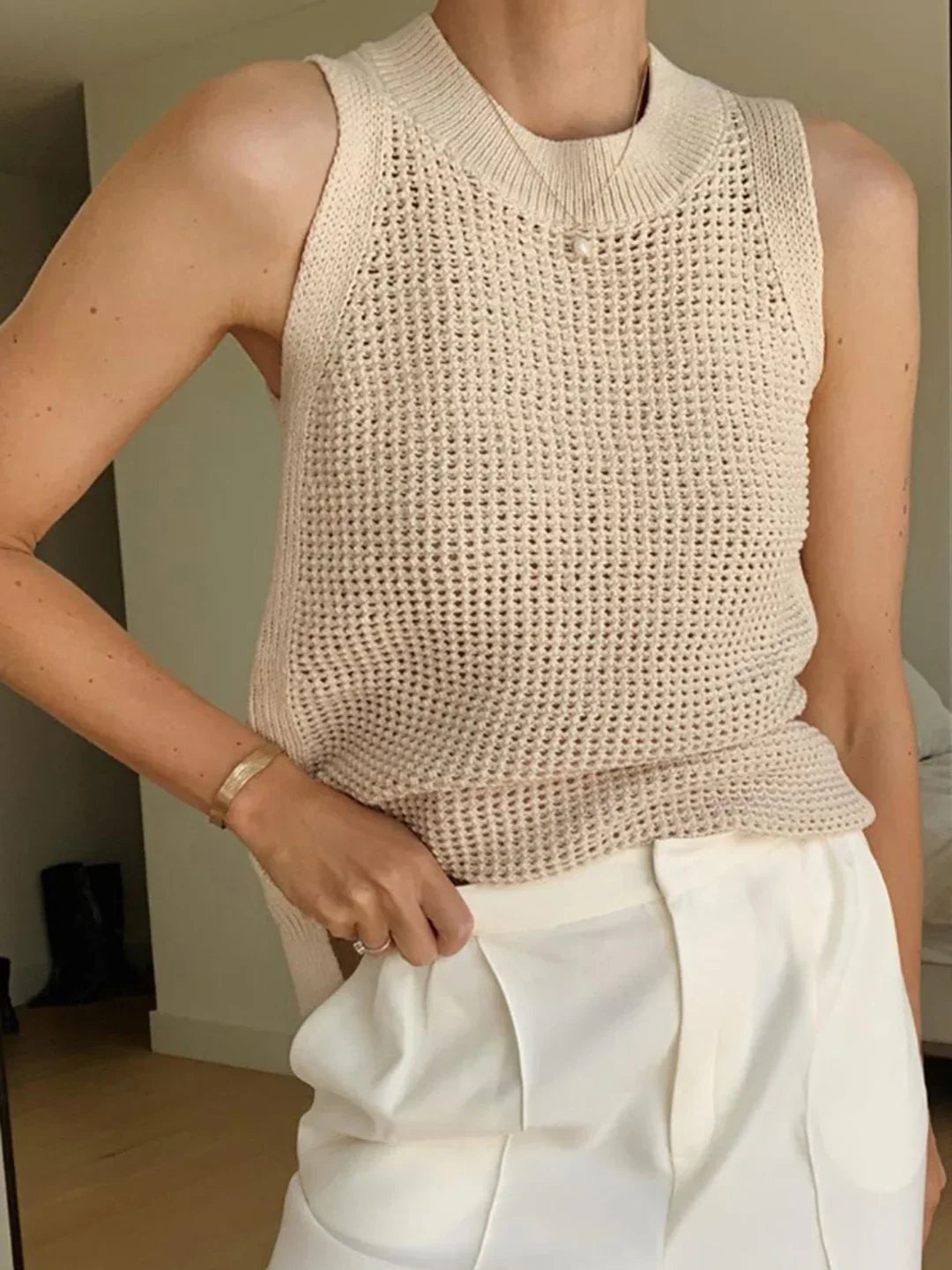 All-match Solid Knit Tank Top - LA FEMME WANDERER