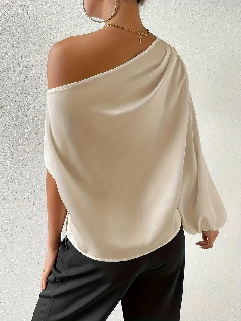 Long-sleeved Asymmetric Pullover Top - LA FEMME WANDERER