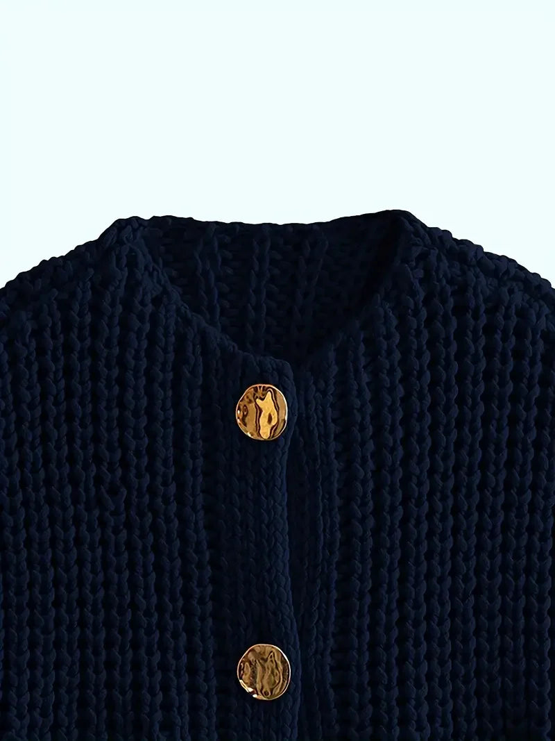 Pocket Sleeveless Short Knitted Cardigan Vest - LA FEMME WANDERER