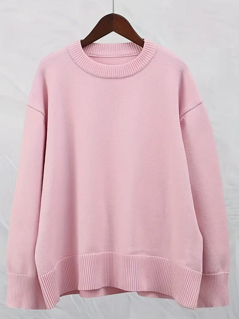 Sweet Crew Neck Pullover Sweater - LA FEMME WANDERER