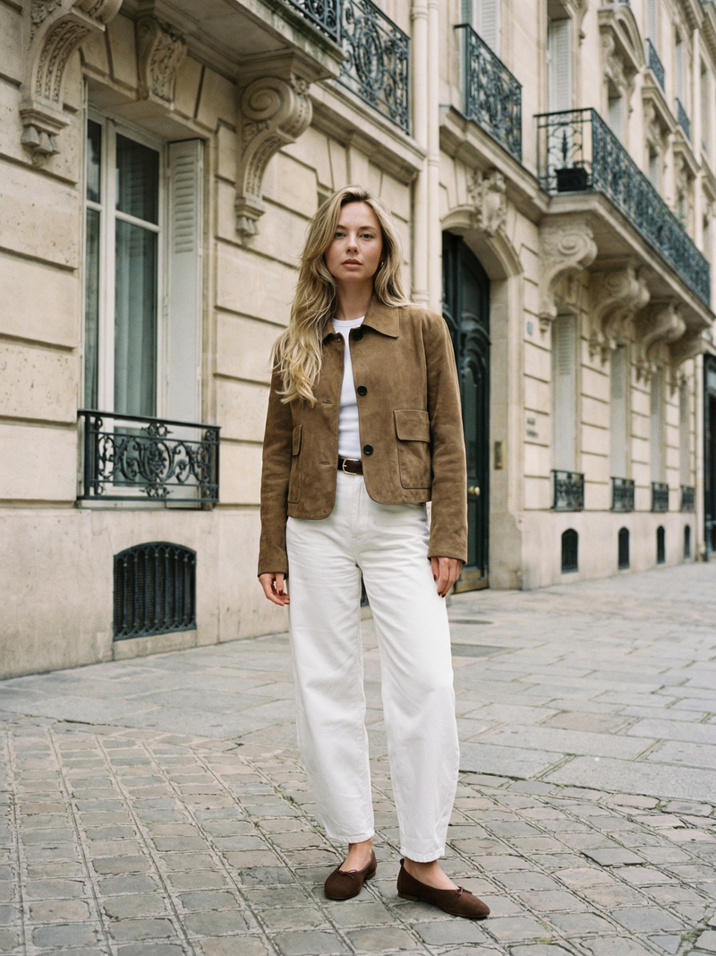 Chaqueta corta de ante estilo urbano