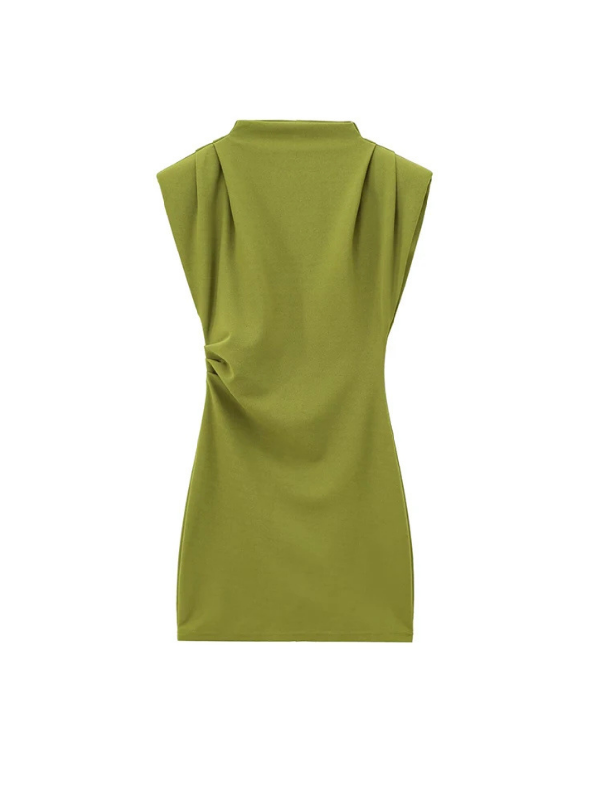 Emerald Ruched Mini Dress With Shoulder Pads