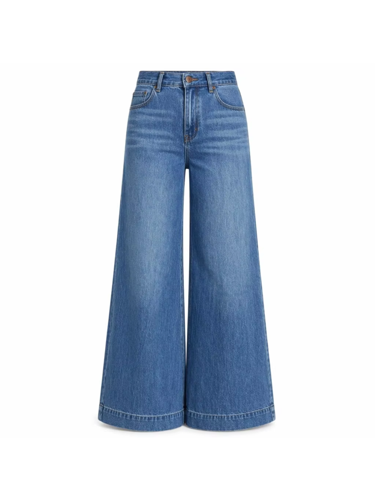 High-Waisted Wide-Leg Denim Jeans