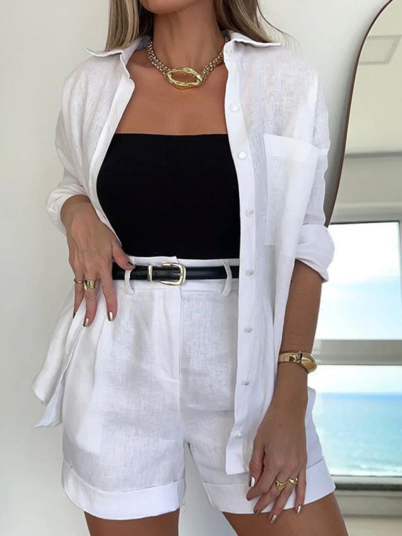 Traje a juego de shorts y camisa Everyday Elegance