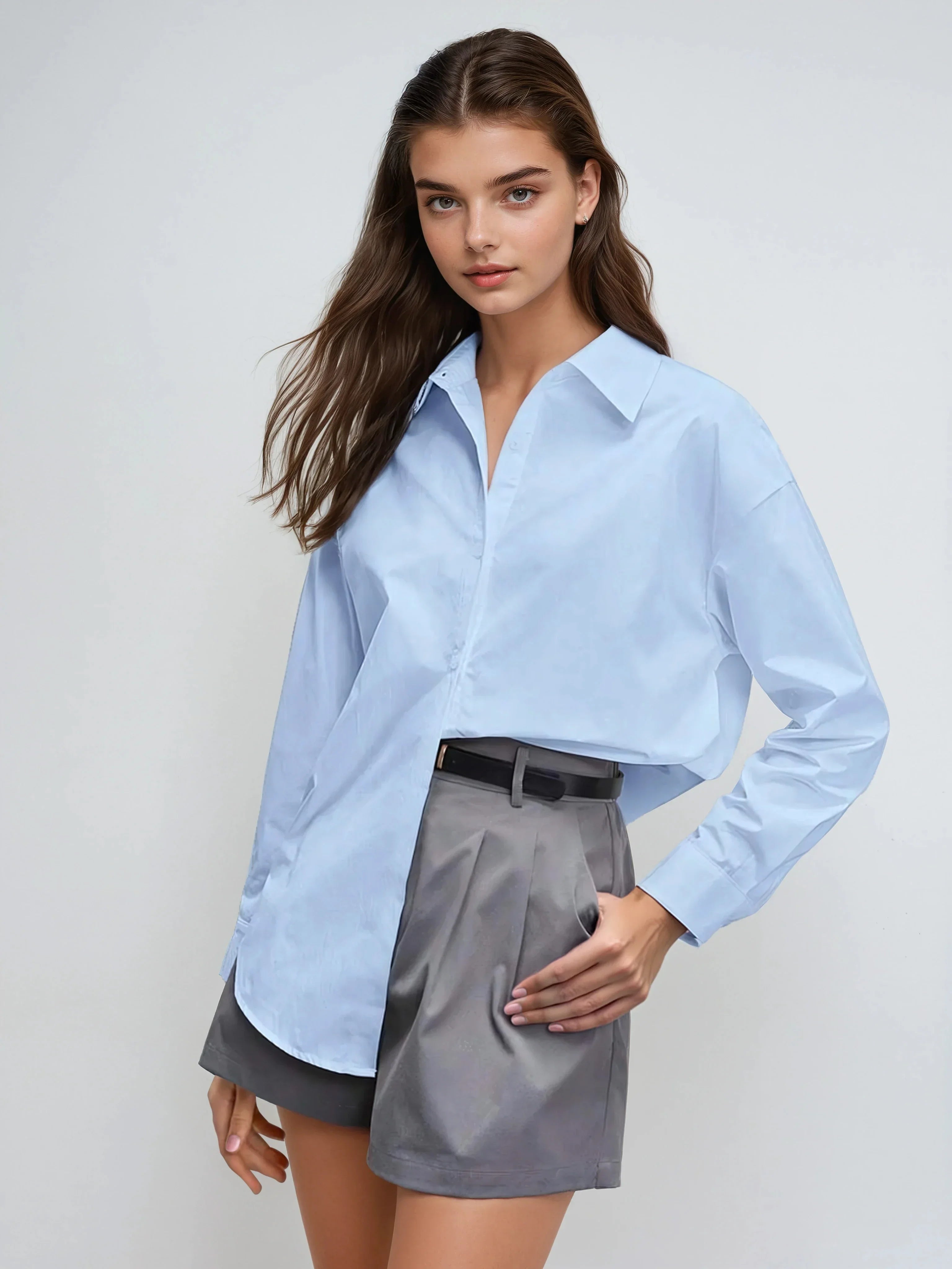 Button-up Shirt For Effortless Office Wear - LA FEMME WANDERER