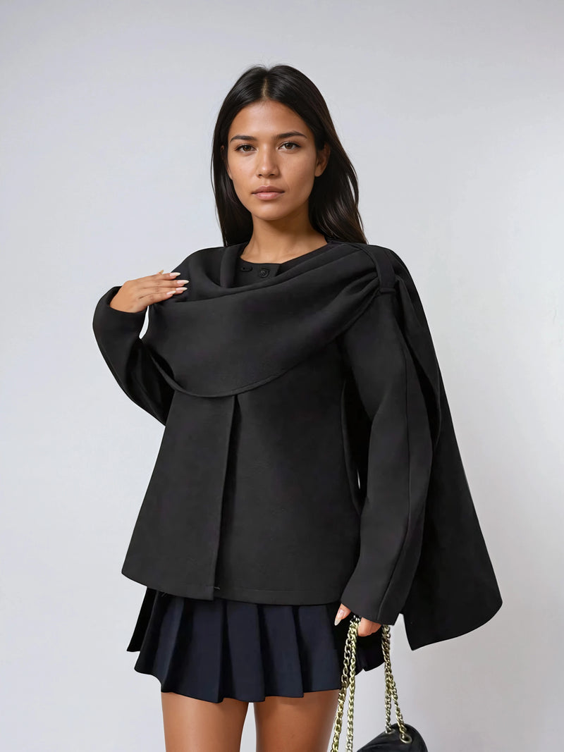 Chaqueta vintage negra con cuello chal