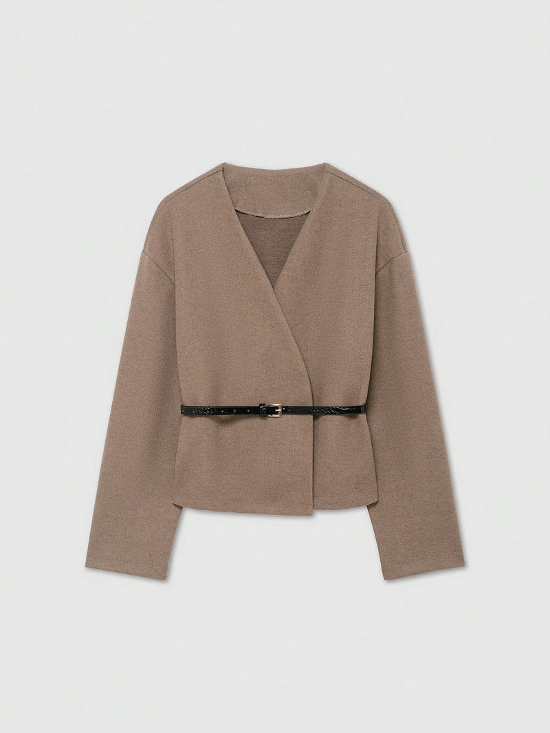 Soft Belted Vneck Wrap Jacket