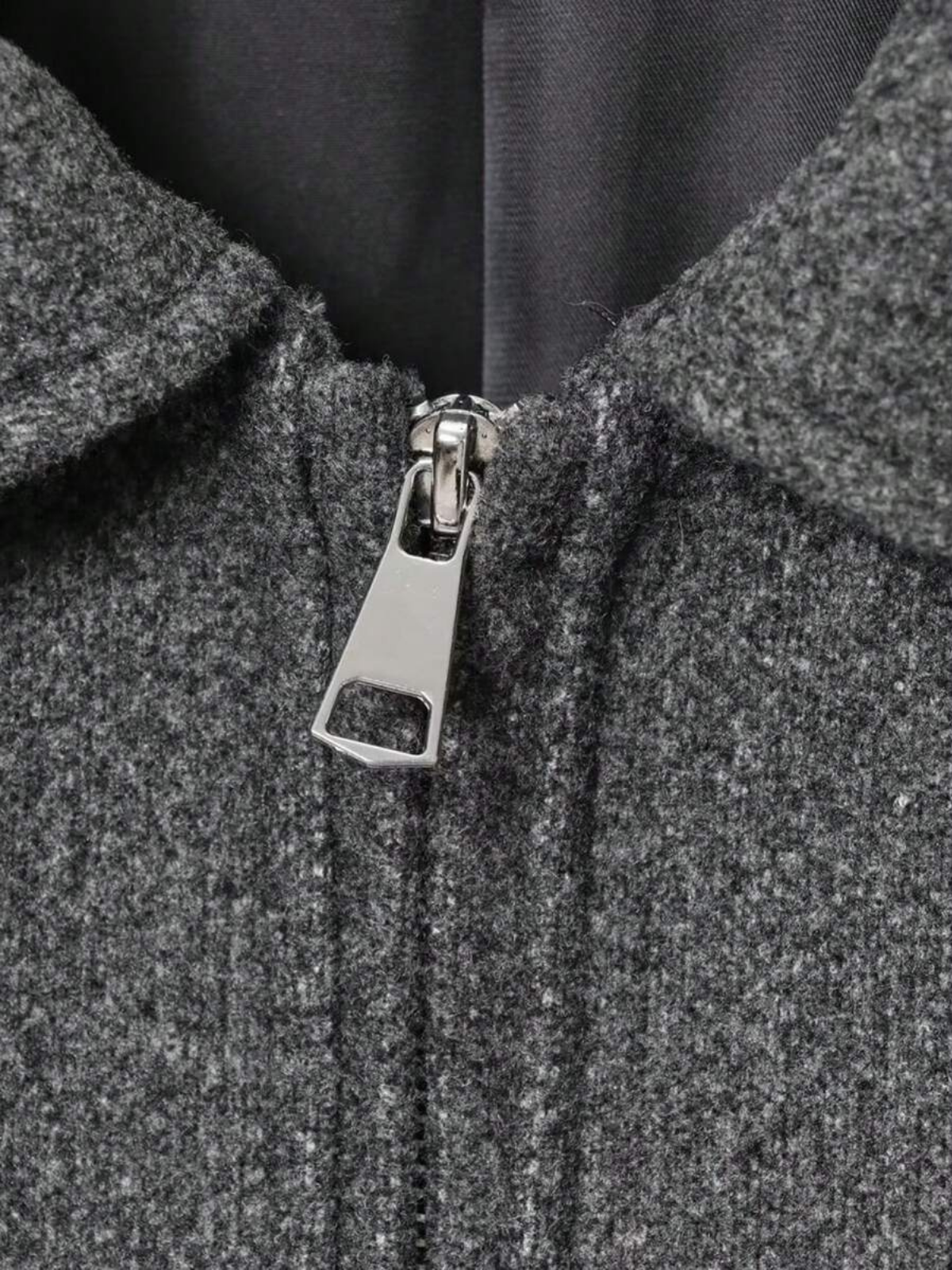 Autumn Minimalist Wool Blend Zip Lapel Jacket