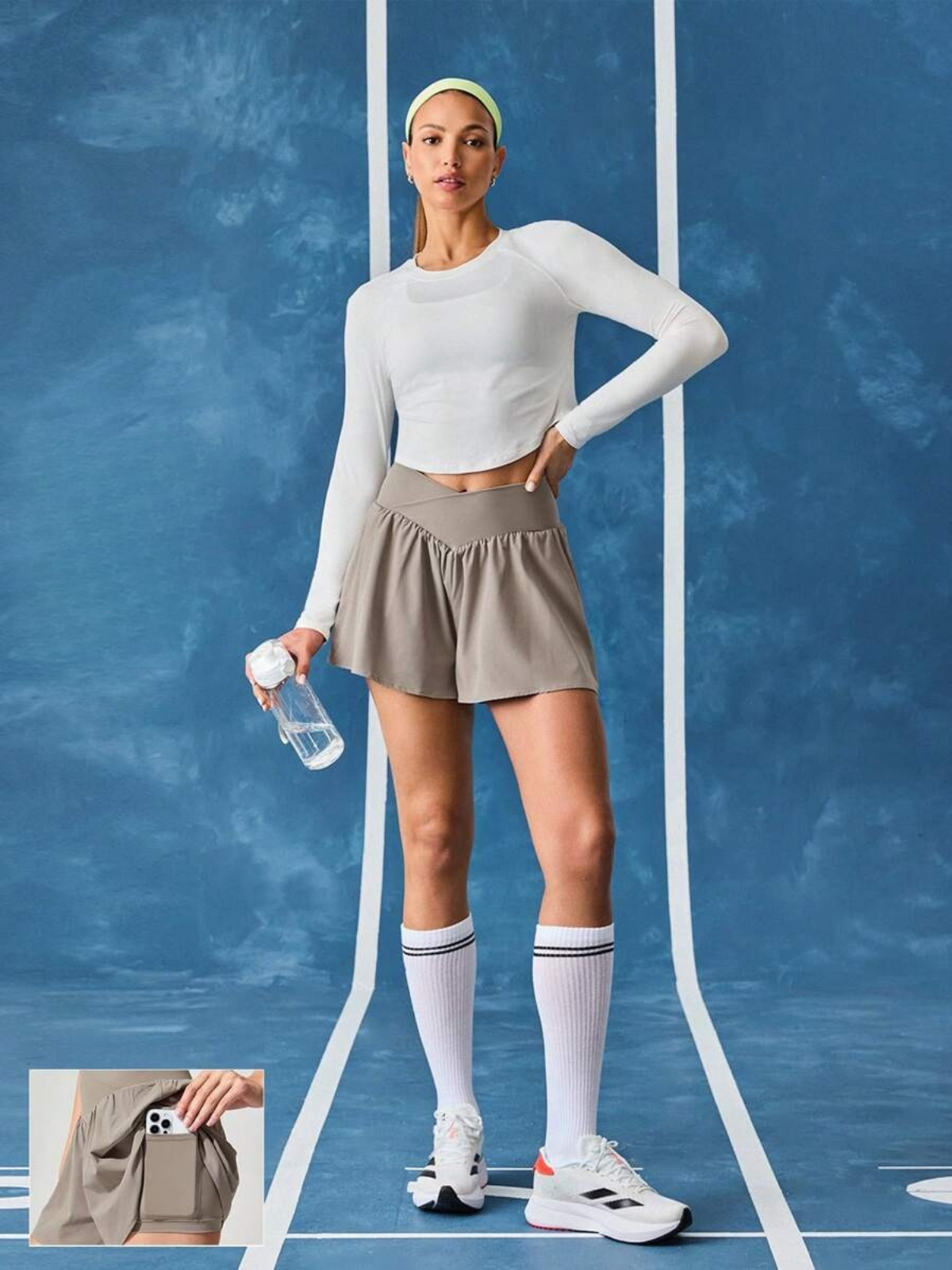 Pantalones cortos para correr resistentes al sudor, cintura media, bolsillos, secado rápido