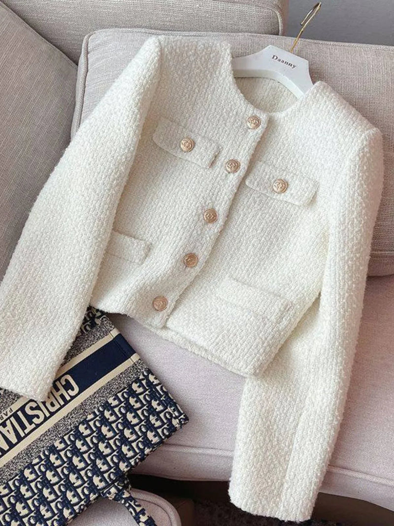 Cárdigan de tweed de estilo clásico