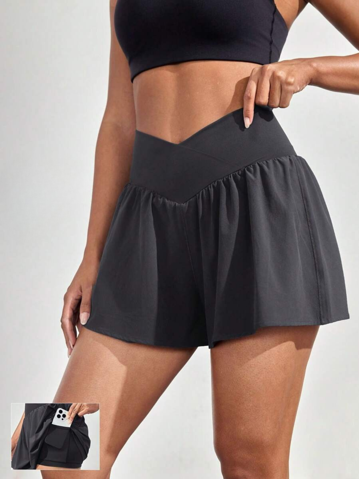 Pantalones cortos para correr resistentes al sudor, cintura media, bolsillos, secado rápido