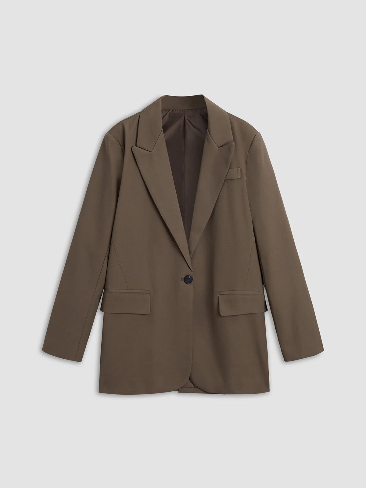 Solid Single Breasted Oversized Blazer - LA FEMME WANDERER