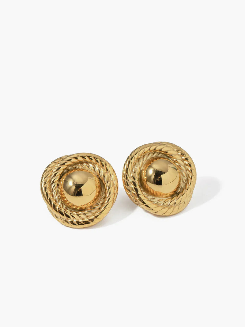 Screw Thread Round Earrings