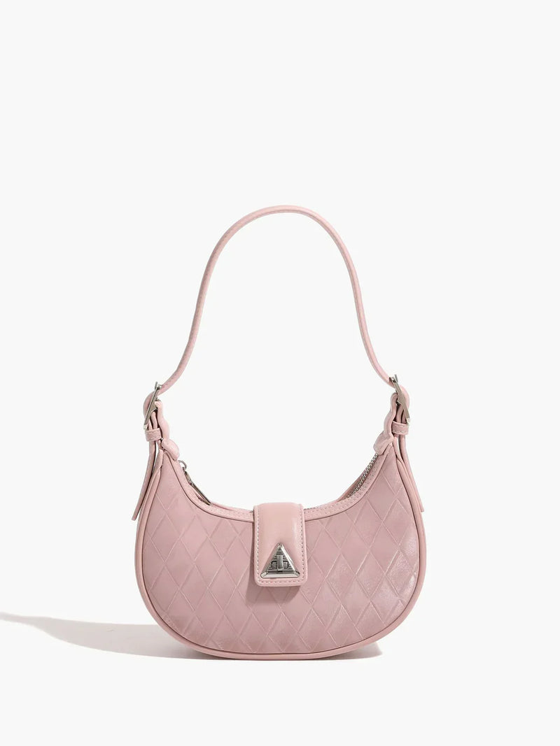 Bolso con correa ajustable y forma de media luna de diamantes