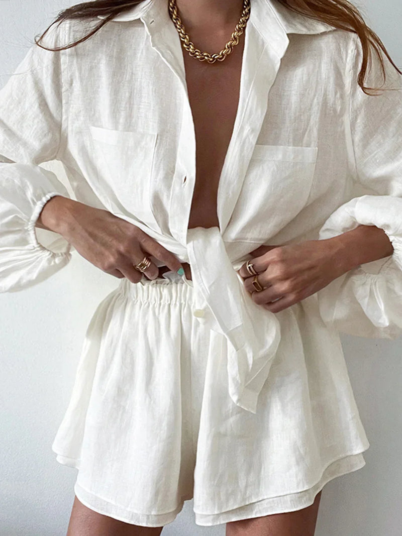Conjunto de dos piezas de pantalones cortos con doble forro Aegean