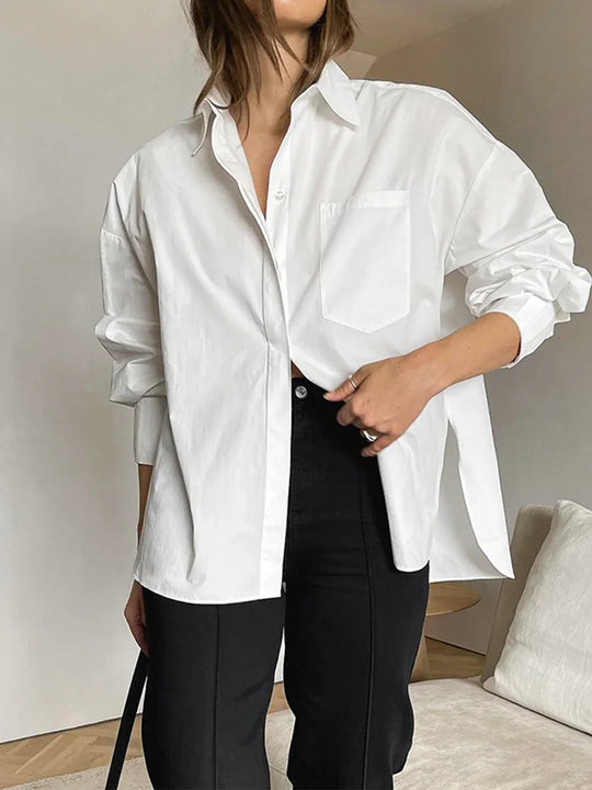 Mid-Length Minimalist Button Down Shirt