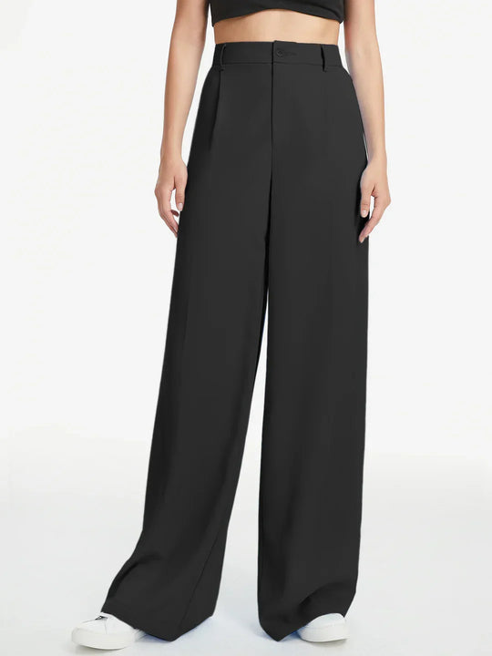 Pantalones de tiro alto, pierna ancha y corte holgado