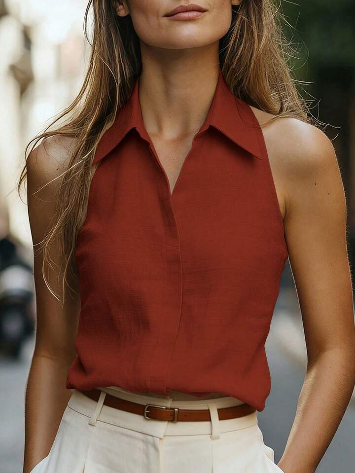 Timeless Collar Sleeveless Shirt