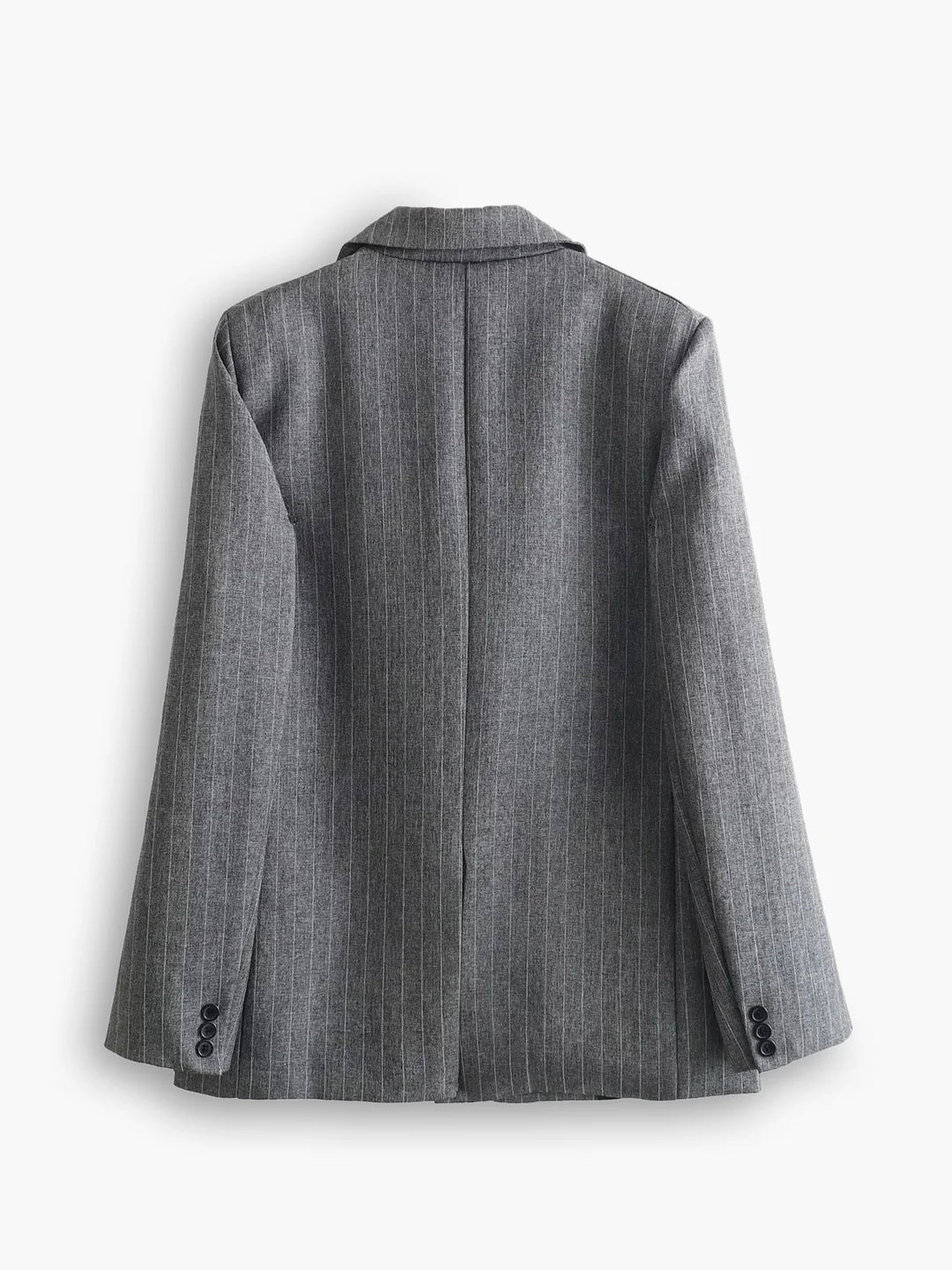 Wool Blend Oversized Pinstripe Lapel Blazer - LA FEMME WANDERER