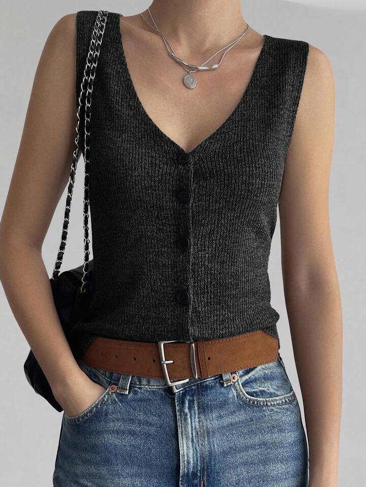 Everyday Chic V-Neck Sleeveless Knit Top