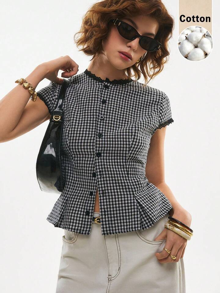 Always Elegant Cotton Lace Trim Top