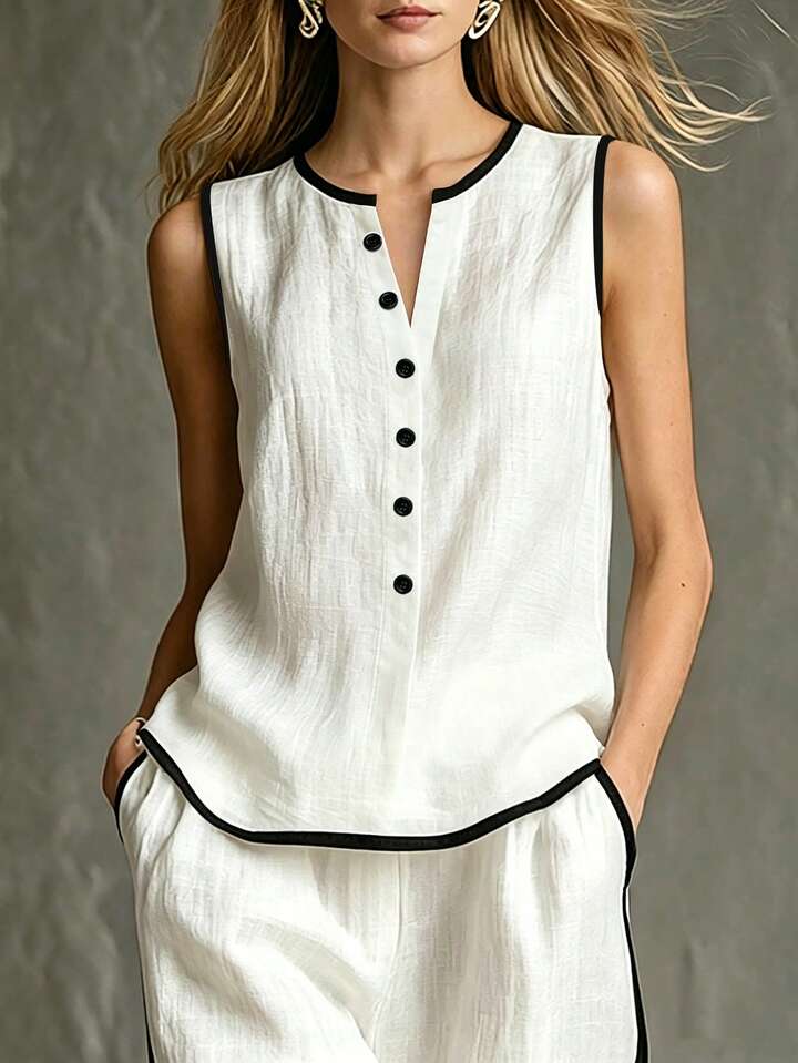 White Contrast Detail Top for Effortless Everyday Elegance