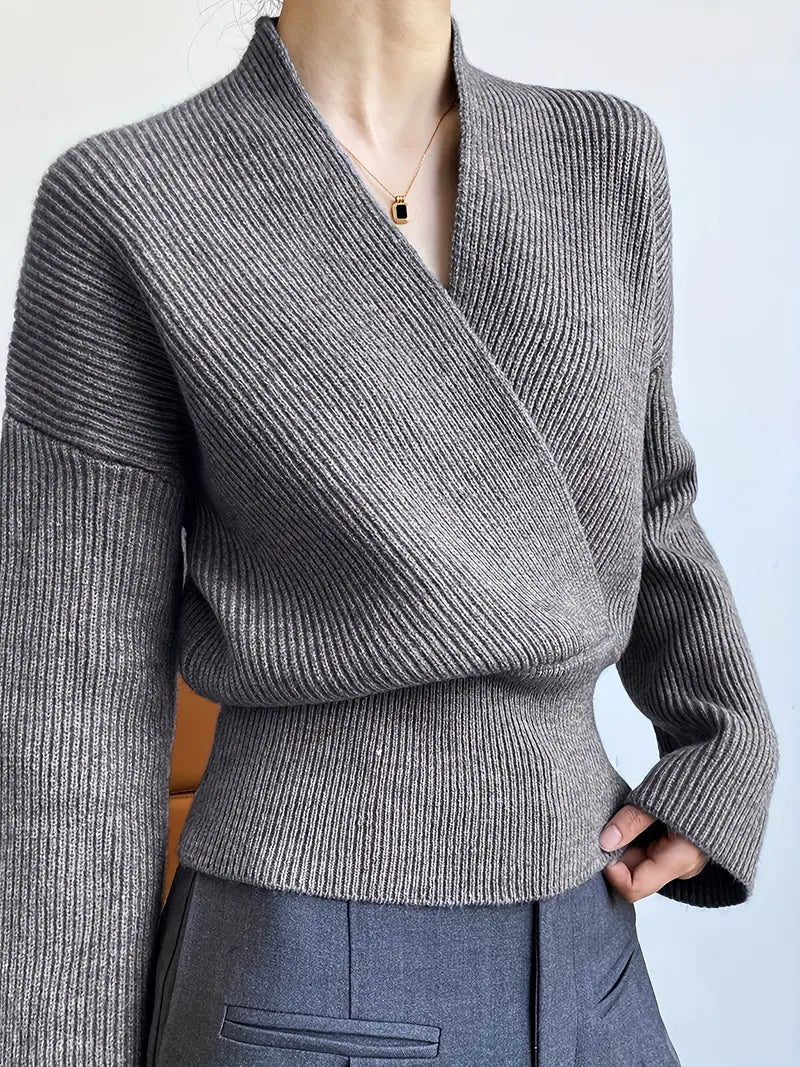 Retro Cross V-Neck Knitted Sweater - LA FEMME WANDERER