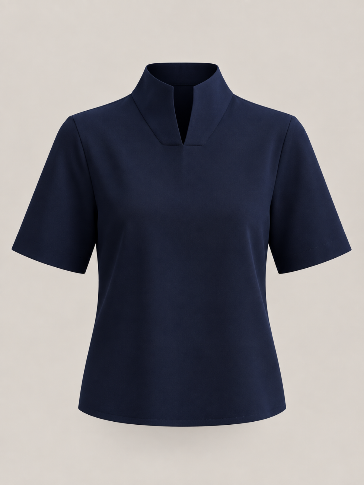 Stand Collar Short Sleeve Blouse