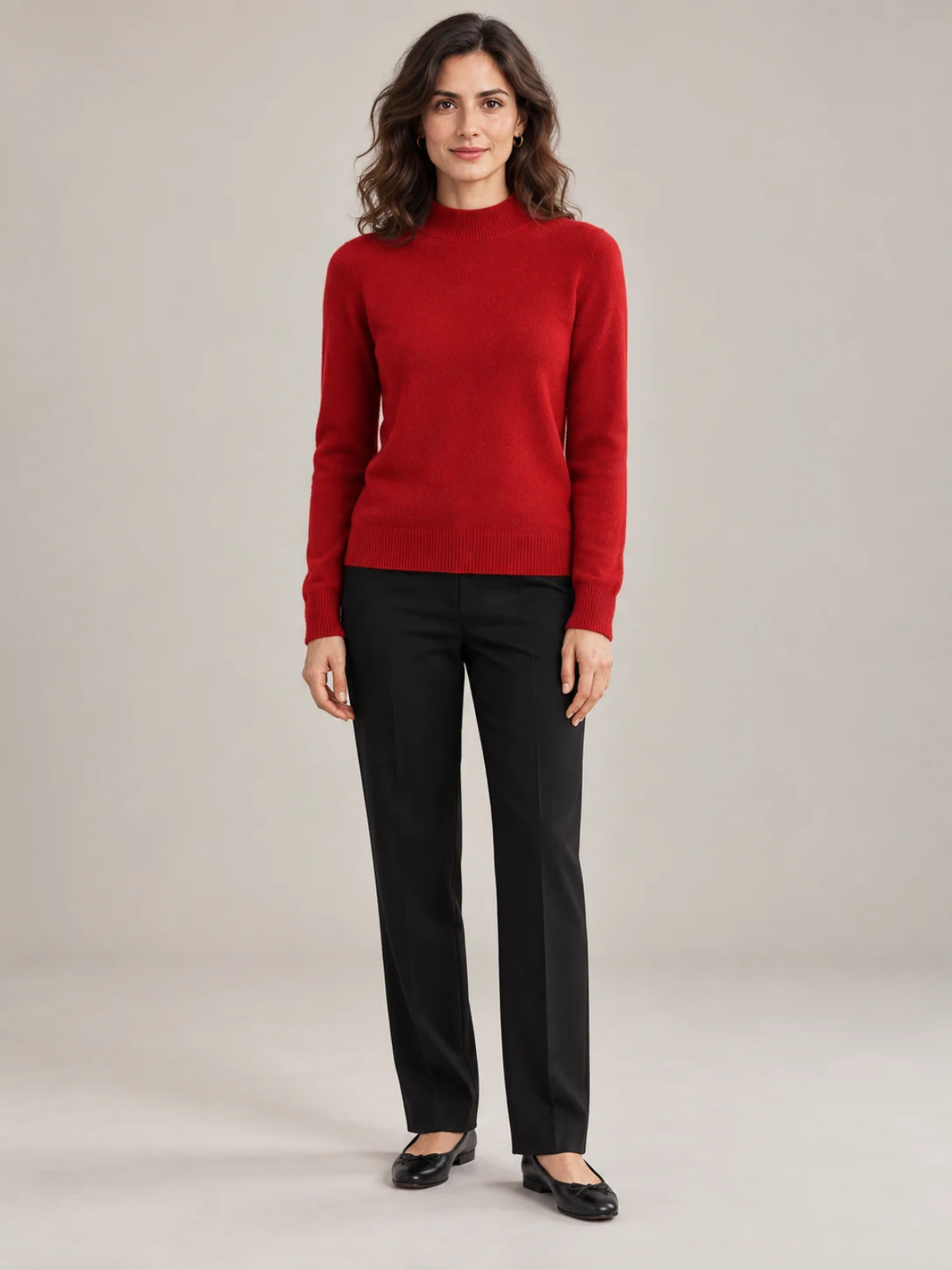 Women’s Wool Mock Neck Long Sleeve Sweater